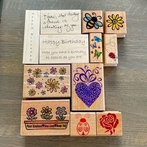 12 Assorted Wooden Stamp Collection